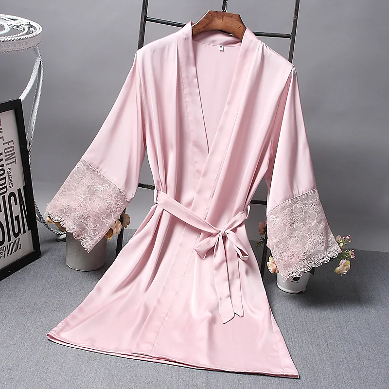 

Women Dressing Gown Bathrobe Kimono Silk Bath Robe Sleep Lounge Bridesmaid Robes Satin Robe Bride Elegant Sleepwear Sexy Lace