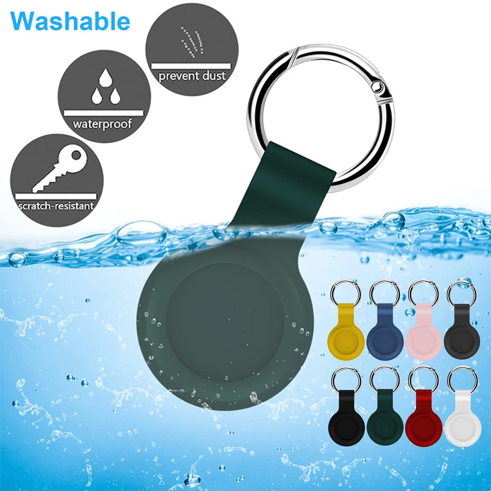 

New For Apple Airtags Liquid Silicone Protective Sleeve For Apple Locator Tracker Key Rings Device Keychain Protective Sleeve