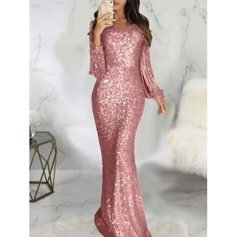 Женское летнее платье с бахромой однотонное блестящее облегающее длинным