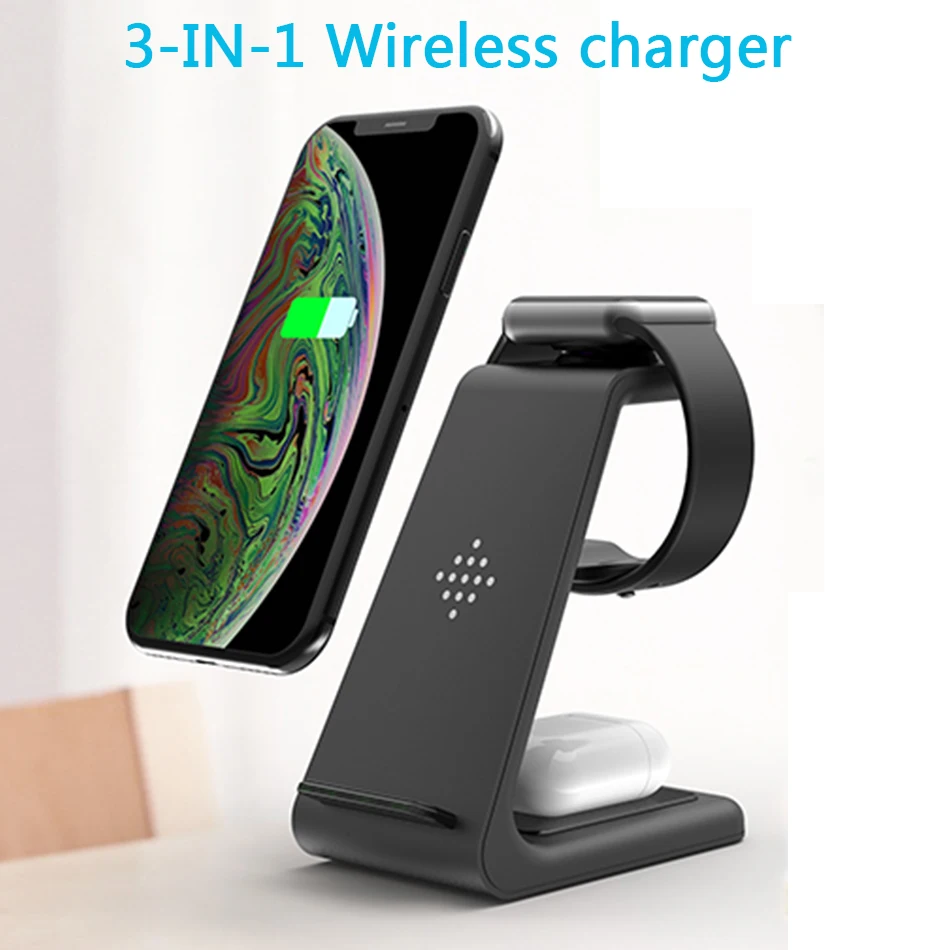 3 in1 Fast Wireless Charger For iPhone 12/11 AirPods Apple Watch 1/2/3/4/5/6 Charging Stand for iWatch Xr/Xs Max | Мобильные