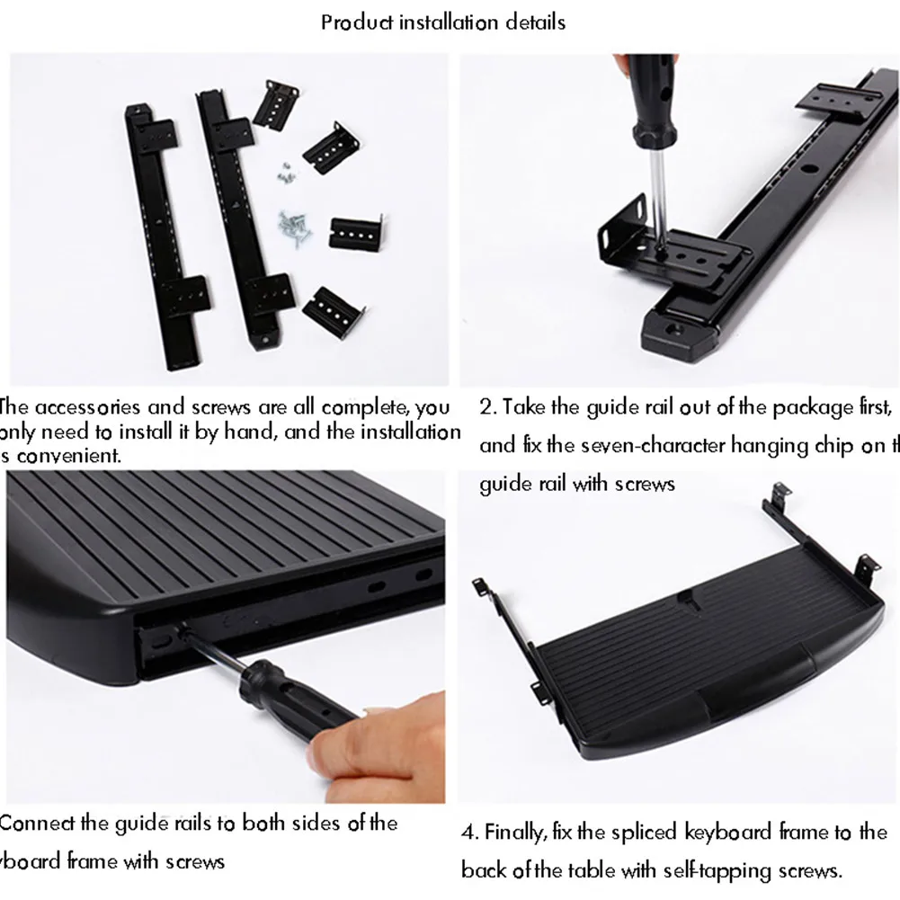 

1Pair Thickened Computer Desk Drawer Slide Ball Guide Steel Fold Drawer Steel Ball Slide Rail Furniture Hardware