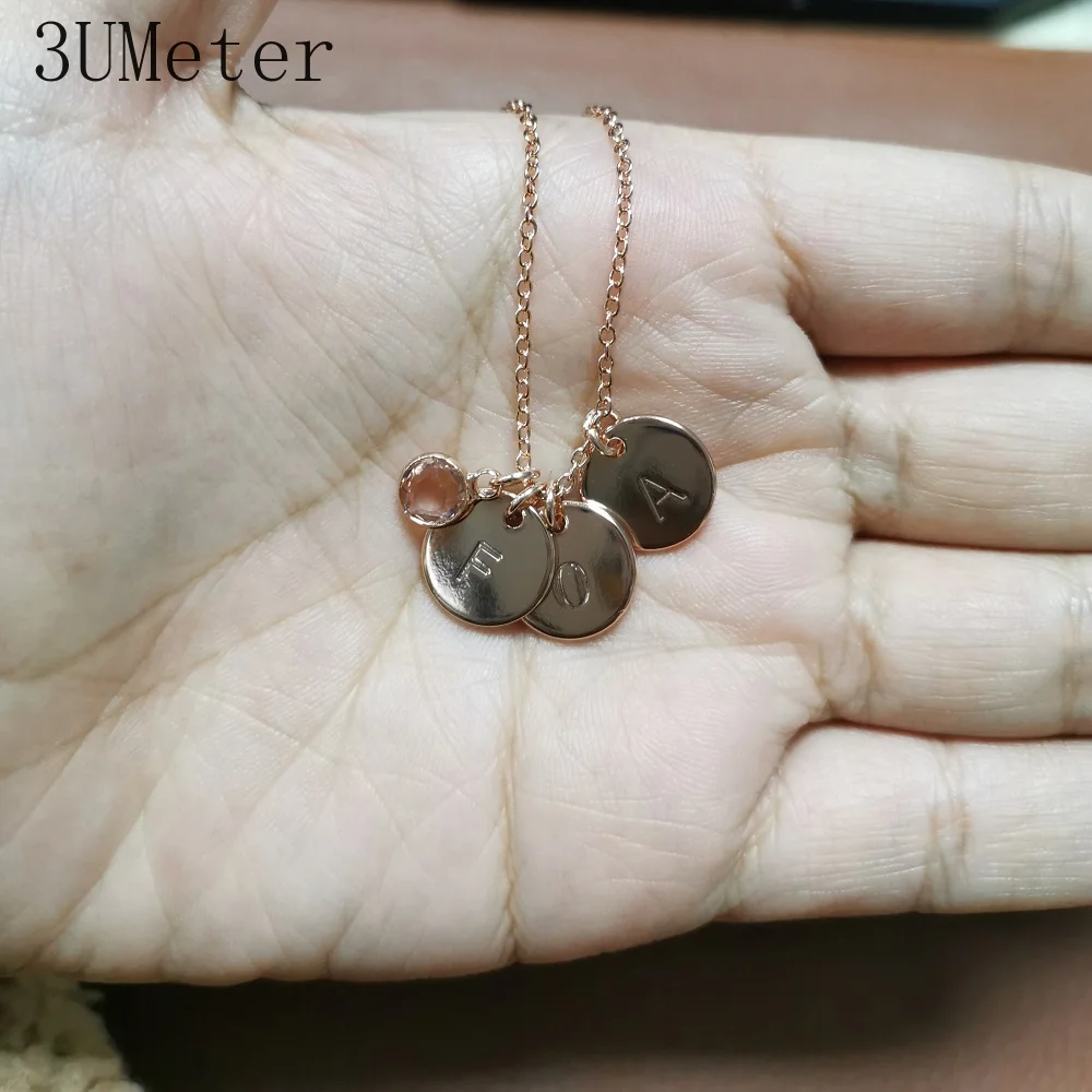 3UMeter 2020 Новый логотипа названия Цепочки и ожерелья на день рождения камень письмо