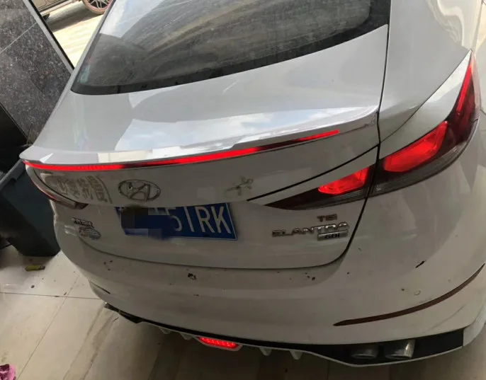 Для hyundai Elantra спойлер светодиодный светильник стример ABS Материал задний Багажник крыло праймер цвет задний спойлер