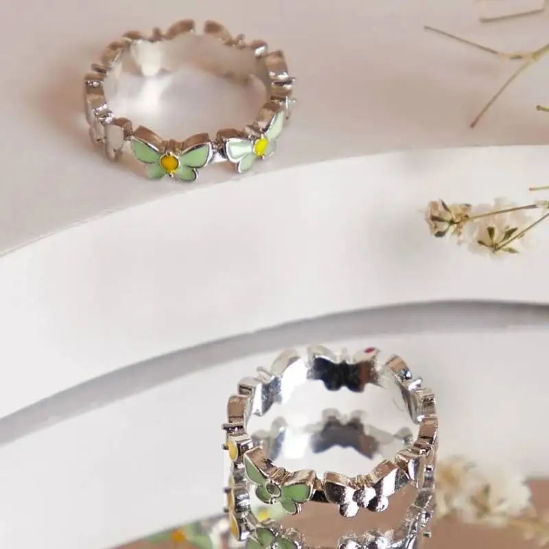 

Personalized fashion and elegant ladies open alloy drip glaze butterfly ring adjustable casual engagement wedding banquet ring