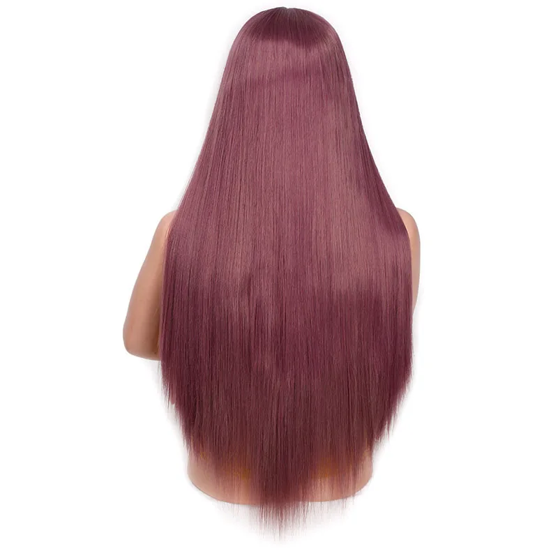 LS144 AISI BEAUTY 26 дюймов длинный прямой черный парик с кружевом спереди синтетические парики для женщин с детскими волосами розовые высокостойкие волокна - Цвет: LS144