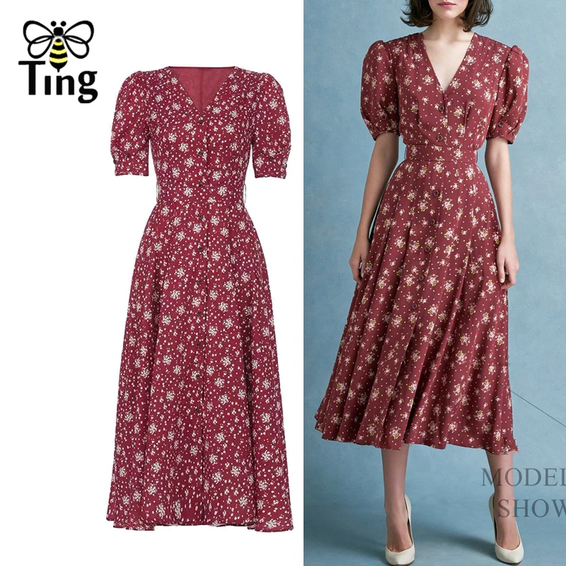 Винтажное элегантное платье-трапеция Tingfly в стиле французской Парижской уличной