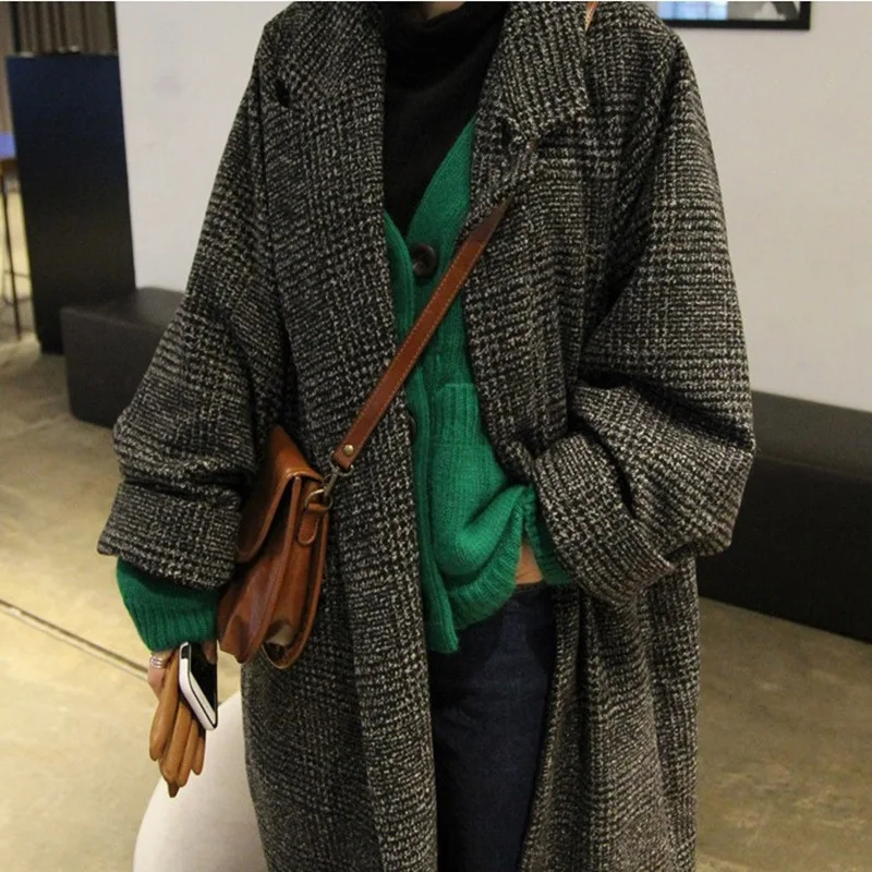 Женская зимняя длинная однобортная куртка в стиле ретро с отложным