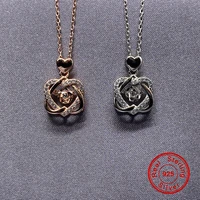 100 s925 sterling silver pendant necklace for women heart shape rose gold white gold necklace pendant neck clavicle chain
