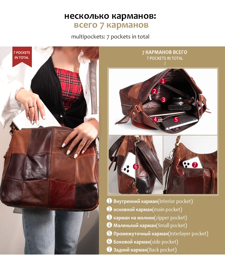 Cobbler Legend Брендовая женская сумка-мешок из натуральной кожи, стильная повседневная сумка с карманами, сумка через плечо, Большая вместительная сумочка