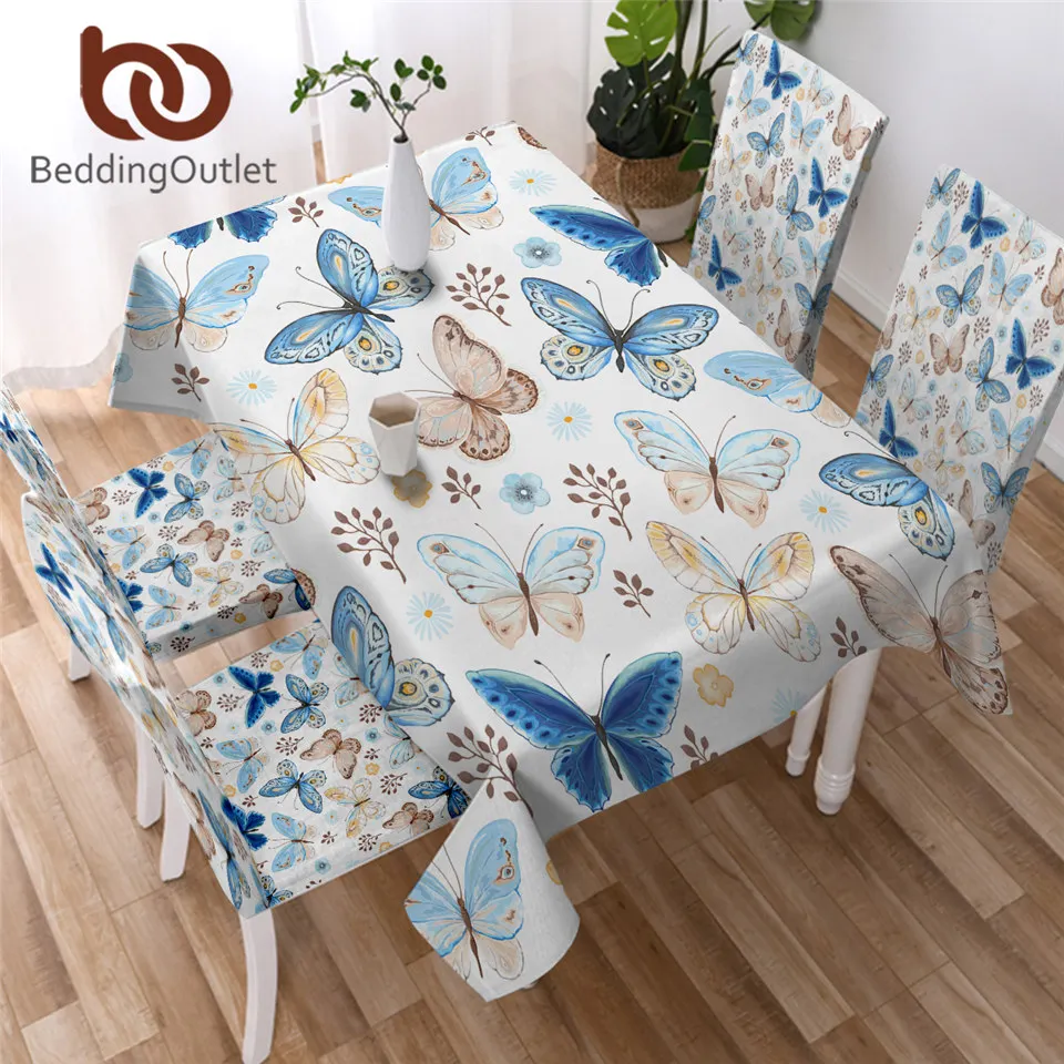 BeddingOutlet Butterfly Tablecloth Waterproof Dinner Table Cloth Flying Butterflies Decoration Table Cover Pastoral Washable