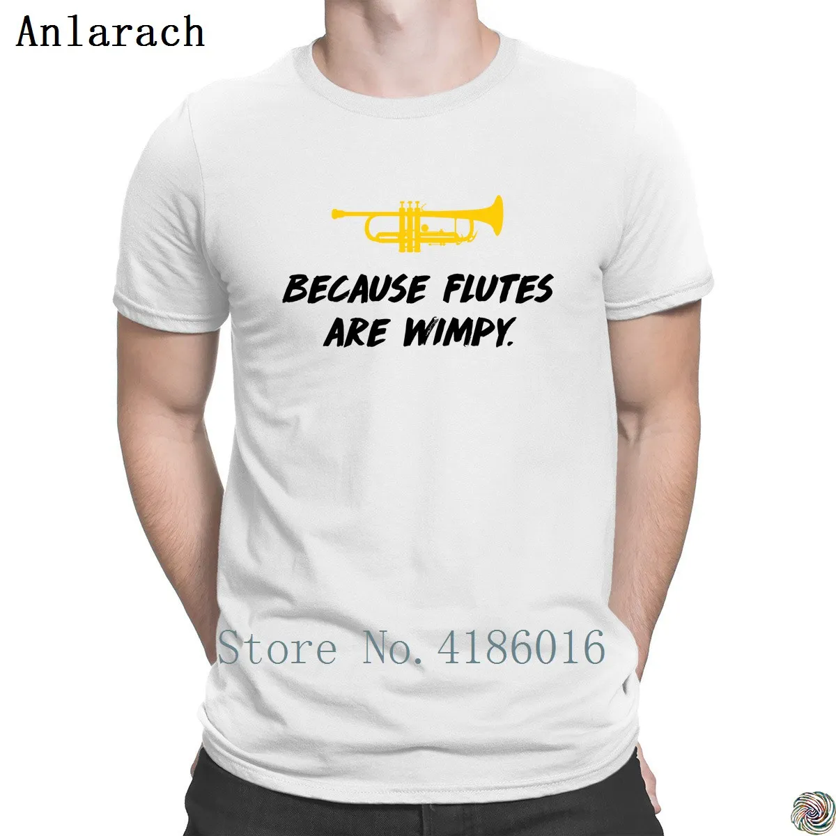 Flutes are Wimpy Trumpeter Band Geek Футболка Топ на заказ для отдыха мужская футболка фанки 100%