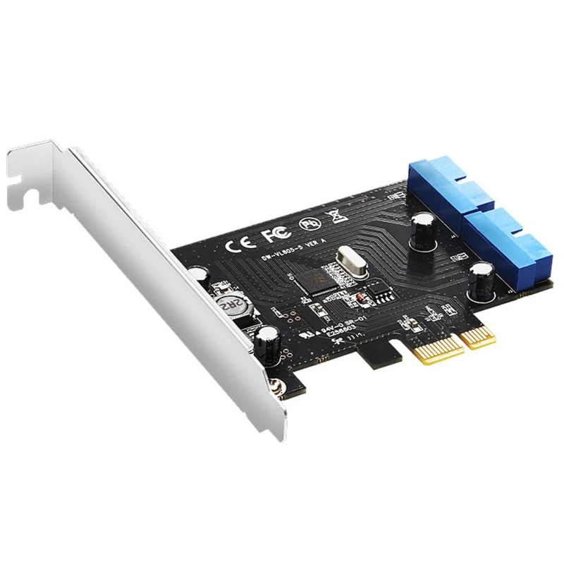 

PCI Express to 2 Port USB 3.0 Riser Card PCI-E to Internal Dual 20Pin PCI Express Card Converter Adapter for PC Computer