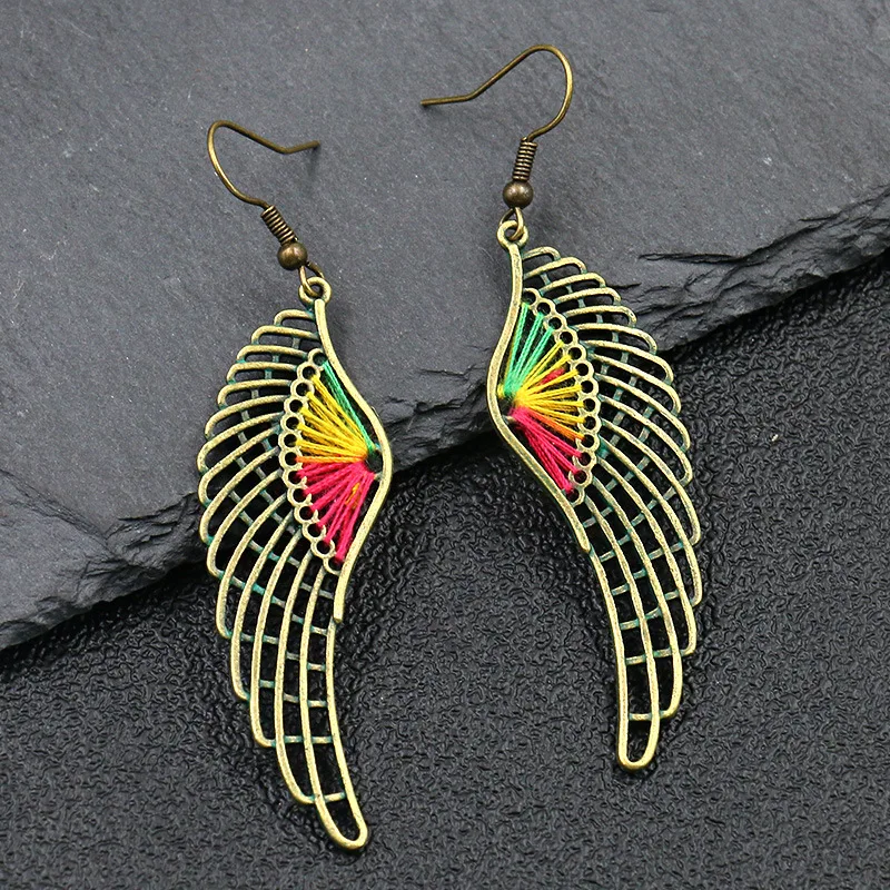 

9 Pairs Bohemia Earring Antique Patina Copper Green Metal Leaf/ Wing/Spiral/Round Star/Hammered Water Drop Earring Women Jewelry