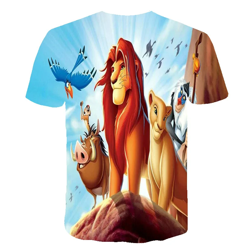 

2021 Summer Lion King Cute and Interesting Children's T-shirt 3D Cartoon Anime t-shirt Boy Girl O-Neck All-Match Casual Tops