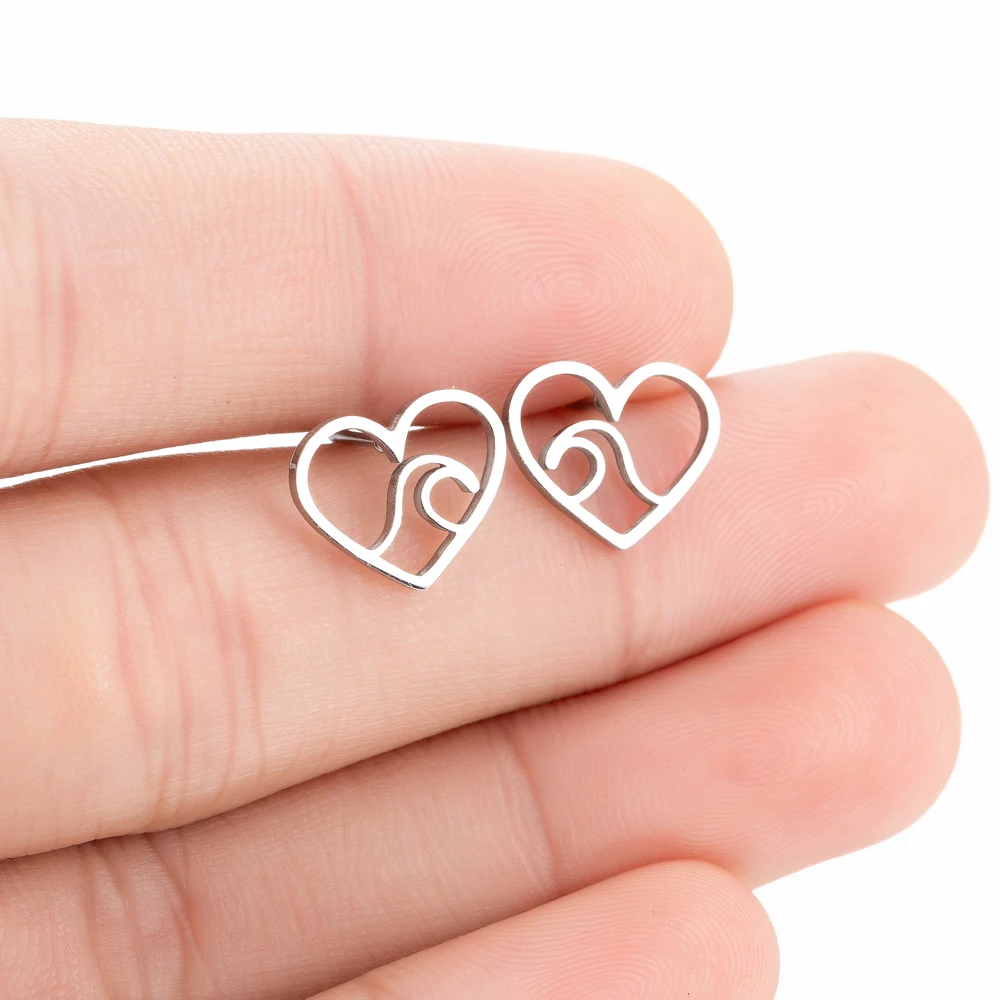 Hfarich серьги-гвоздики из натуральной морской волны стильные серьги нержавеющей