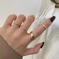 7 pcs punk twist joint ring sets for women hiphop minimalist gold silver color geometric rings party fashion jewelry