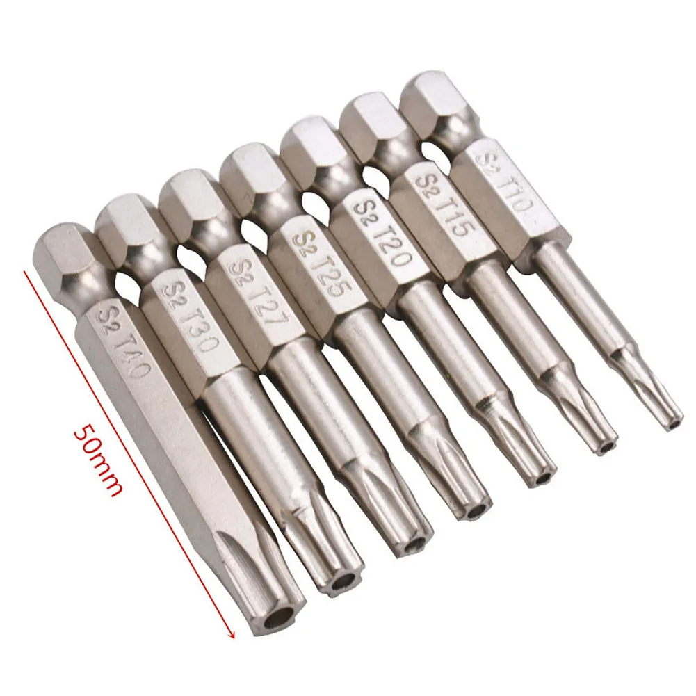 

7Pcs 50mm 1/4inch Hex Five-pointed Star Bore Hole Magnetic Screwdriver Bits Set