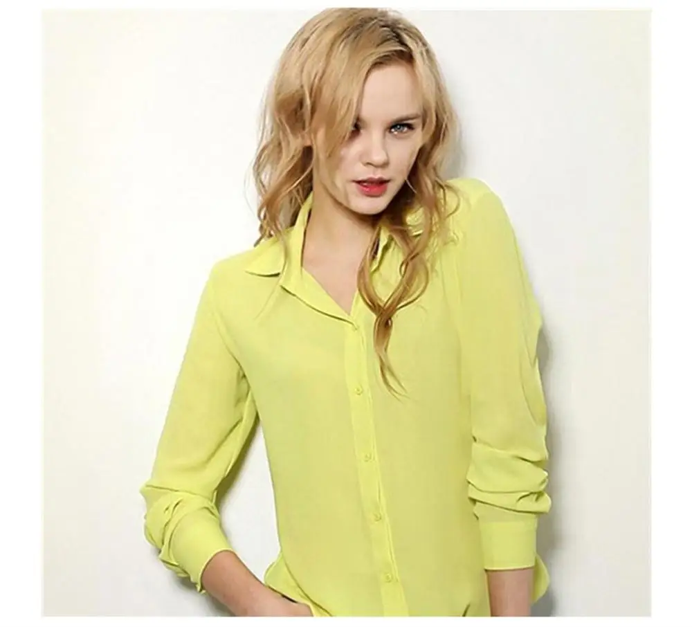 2019 новая весенняя Летняя женская шифоновая рубашка с длинным рукавом блуза