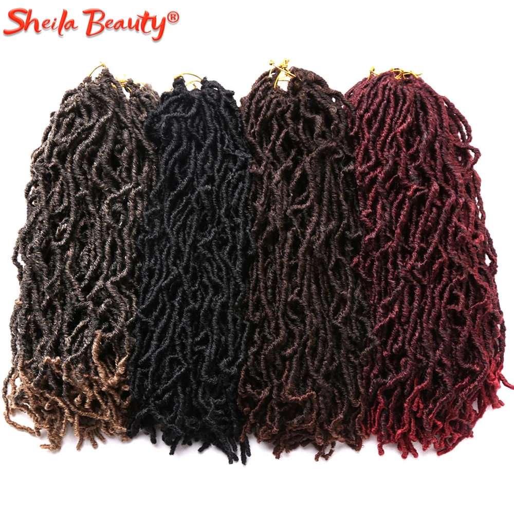 Синтетика затененные косички волосы 18 дюймов Faux Locs Curly вязание крючком косы