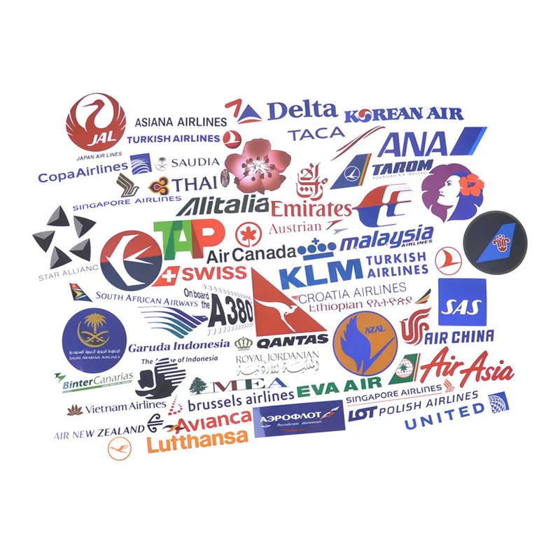 

52Pcs Airline Logo Stickers Aviation Travel Suitcase Laptop Decal Waterproof DIY Craft