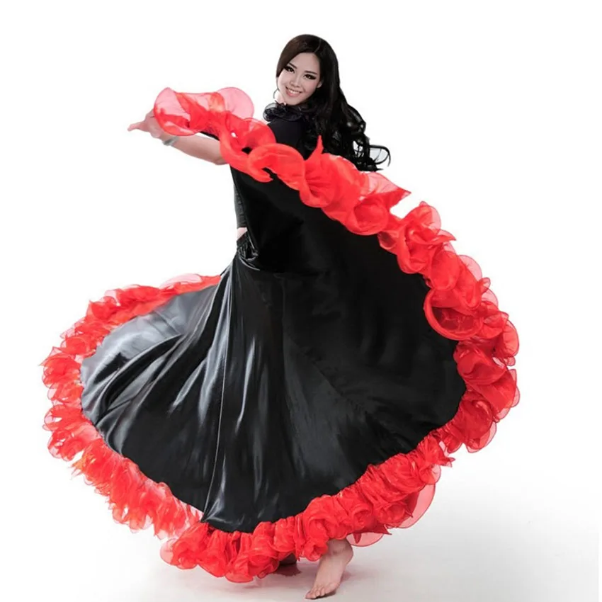 

Women's Spanish Flamenco Dress Show Belly Dance Team Show Fashion Clothing Ruffle Lace Dresses Plus Size Gypsy Style Costumes