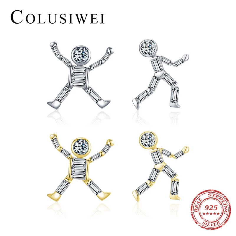 

COLUSIWEI 925 Sterling Silver Happiness Dancing Singing Stud Earrings For Women Wedding Engagement Statement Luxury Jewelry