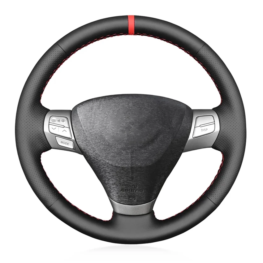 Black PU Faux Leather Red Marker Car Steering Wheel Cover For Toyota Camry Aurion 2006-2011 Solara 2007-2008 Venza 2009-2012