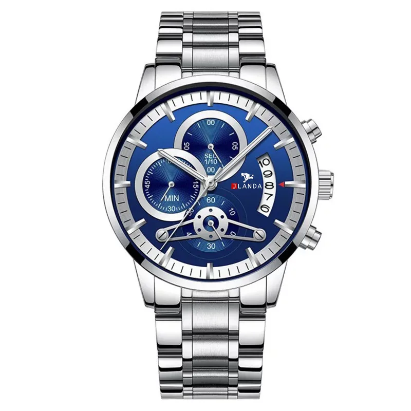 

Мужские светящиеся кварцевые часы с хронографом, из нержавеющей стали