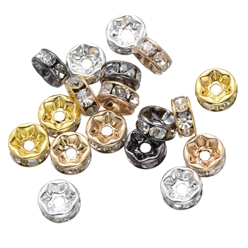 

200pcs 5/7/8mm Rhinestone Spacer Beads Fit Women DIY Jewelry Making Bracelet Necklace Earrings Beaded Material Accessories