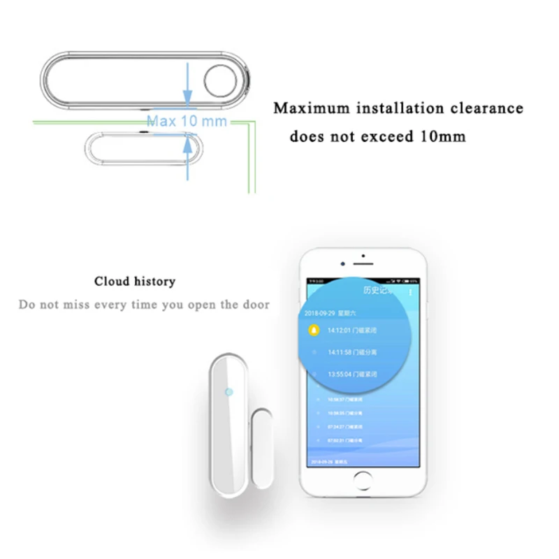 

Tuya Smart ZigBee Window Door Sensor Gate Detector Security Alarm System Smart Life App Work With Zigbee Hub Alexa Google Home