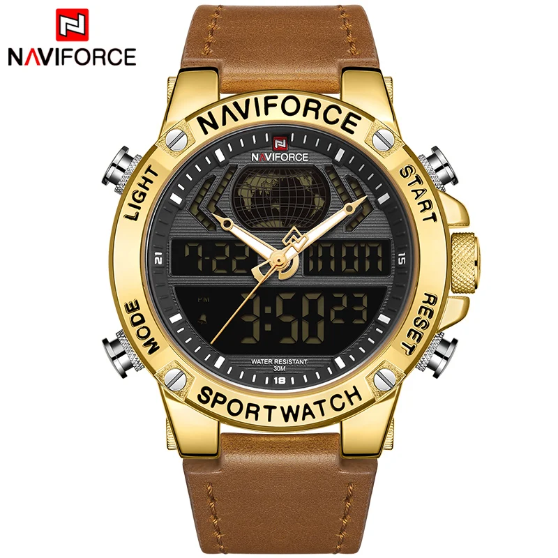 Часы наручные NAVIFORCE Мужские кварцевые модные спортивные Водонепроницаемые