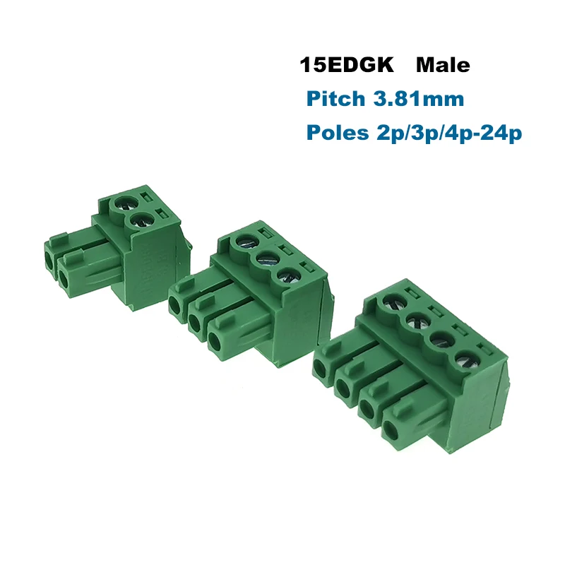 Pluggable PCB Screw Terminal Block Pitch 3.81mm Connector 15EDGK+VC/RC Male Female Morsettiera Vertical Straight Pin 2~10P | Обустройство