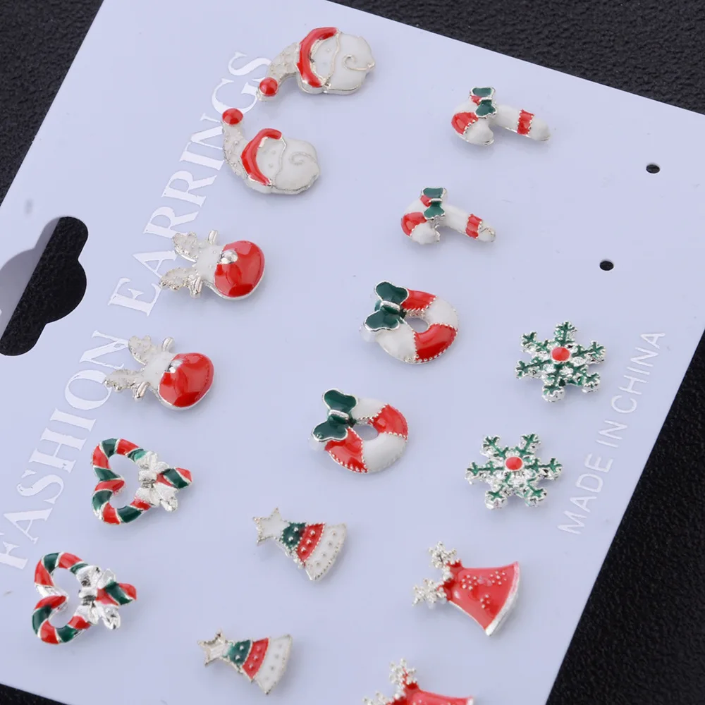 

8Pairs Christmas Earrings Jewelry Accessories Set Cute Santa Claus Snowman Lovely Tree Bell Christmas Gifts For Women Girls Kids