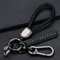 anti lost car key pendant split rings keychain phone number card keyring auto vehicle key chain car accessories