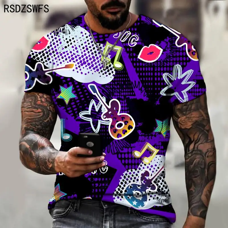 

New Summer Fashion street graffiti T-shirt Men Casual O-neck Streetwear T Shirt Men Short Sleeve T Shirt Tops