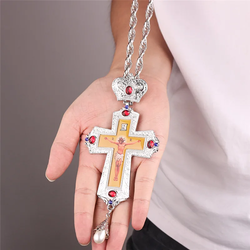 Большое длинное ожерелье 120 см в стиле хип-хоп панк Нагрудный Крест религиозное