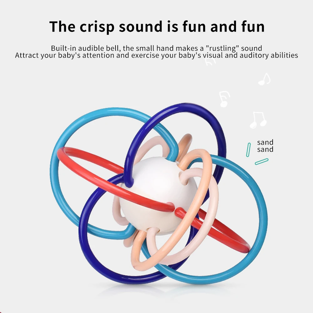 

Baby Hand Ball Teether Colorful Heat-Resistant Teeth Grinding Dental Care Tool Heat-Resistant With 10 Soft Tubes Built-In Ring