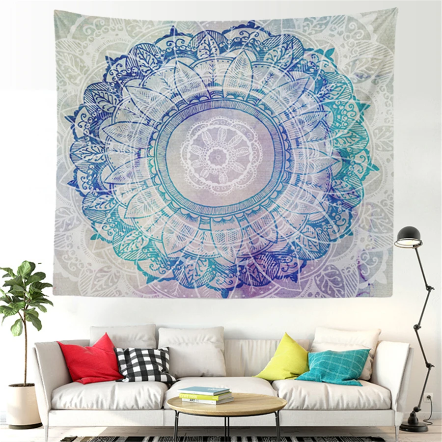 Мандала Лотос гобелен настенный цветочный декор в стиле бохо фон для спальни