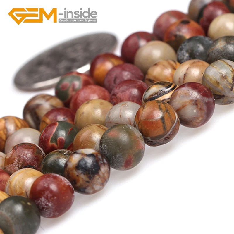 Натуральные круглые камни Пикассо Jaspers 4 мм до 16 бусины россыпью браслет ожерелье