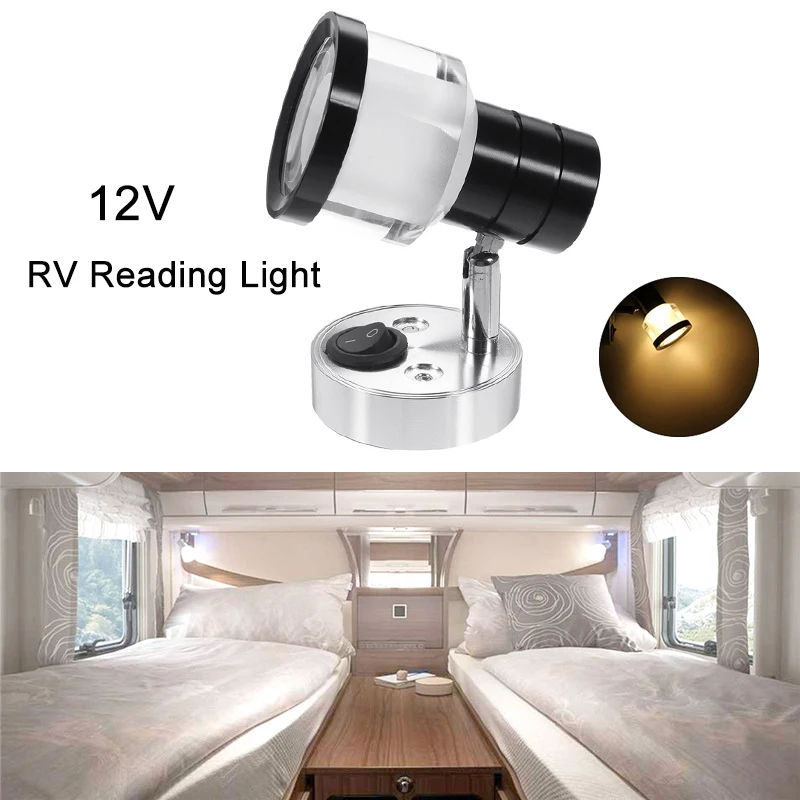 

3W LED Reading Light 12V 150 Lumens Marine Interior Wall Lamp RV Boat Camper Warm Spotlight Caravan Boat Motorhome Camper Lamp
