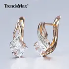 Серьги-подвески Trendsmax, золотого цвета, квадратные, с белыми Фианитами, GE302, ювелирные украшения для подарка, 585