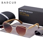 Солнцезащитные очки BARCUR женские, оверсайз, поляризационные, кошачий глаз, в бамбуковой оправе