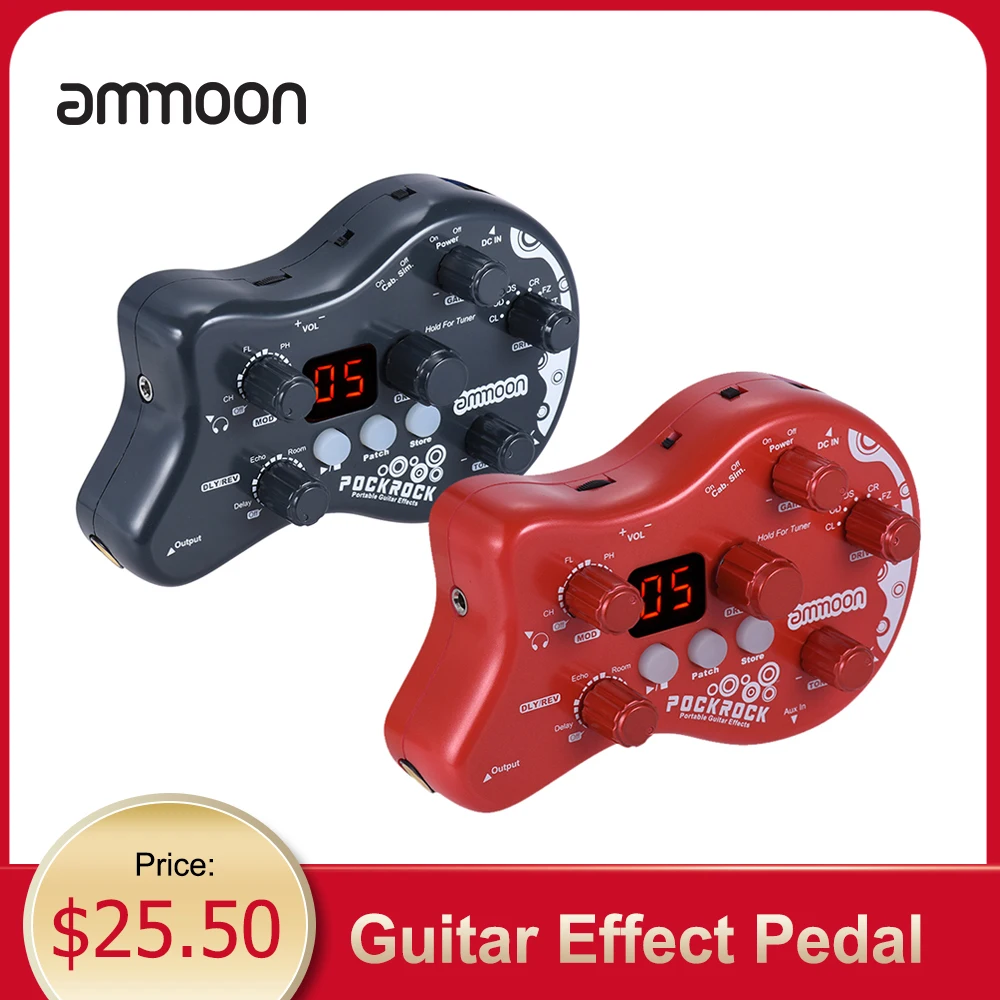 

Портативная гитара ammoon PockRock, процессор с несколькими эффектами, педаль, 15 типов эффектов, 40 барабанных ритмов, Функция настройки