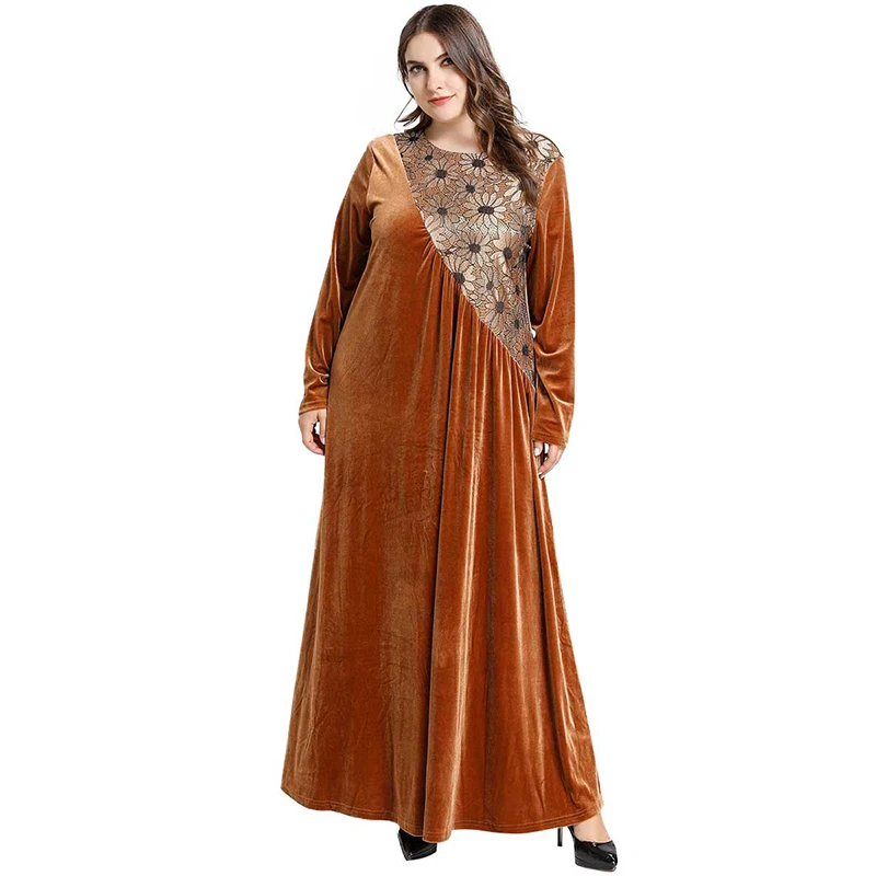 Платье на Ближнем Востоке арабское исламское жаккардовое с длинными рукавами