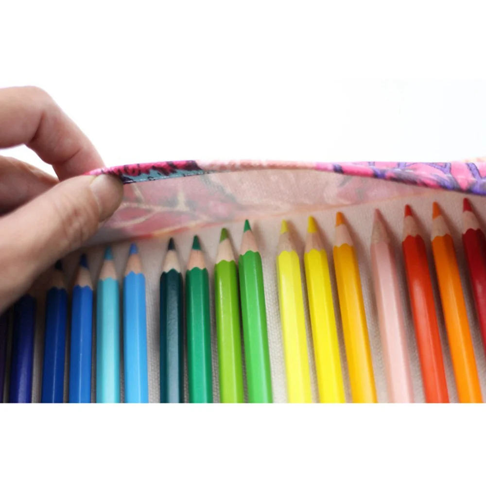 

48 Slots Printing Paint Brush Holder Durable Canvas Holder Rollup for Artist Watercolor Oil Paint Brush Tools Pens Pencils(Purpl