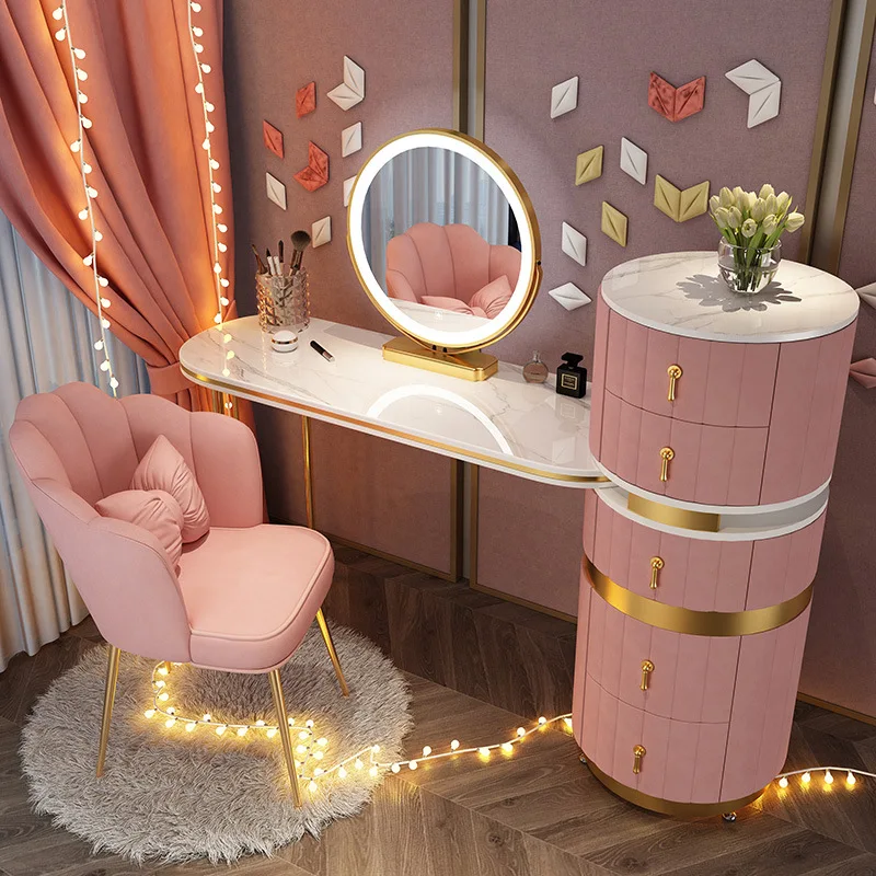 

Bedroom Italian Light Luxury Dressing Table Storage Cabinet Integrated Small-sized Makeup Table Rock Plate Simple Vanity Table