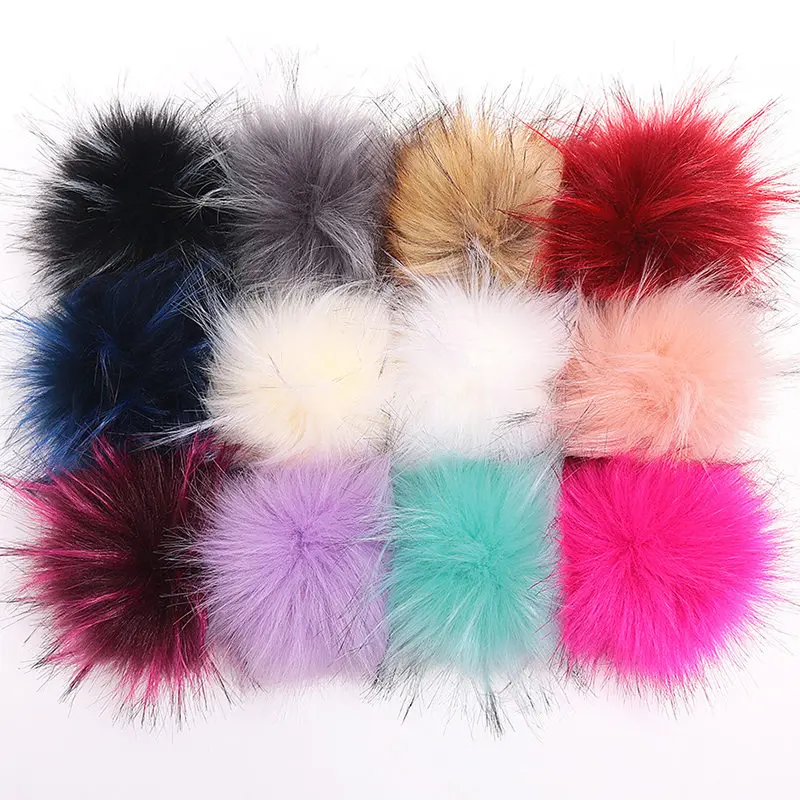 12 см цветной помпон из искусственного меха для женщин шапка s большой вязаной