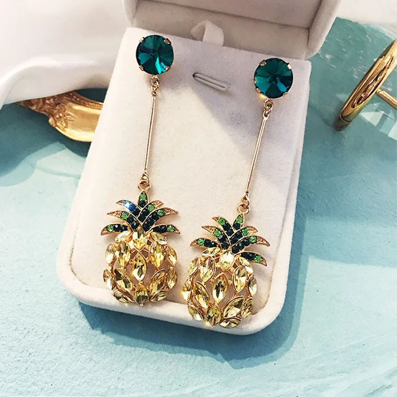 Новые серьги в виде ананаса со стразами модные стиле бохо с кристаллами висячие