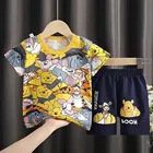 2021 костюм с короткими рукавами для маленьких мальчиков летние хлопковые футболки с Винни-пухом + шорты для девочек комплект детской одежды из 2 предметов