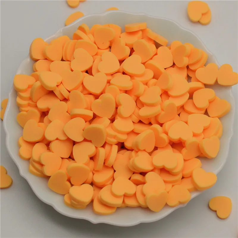 Orange 300 шт.(50 г) 8 мм полимерные Горячая полимерная глина, с милыми сердечками для ремесленничество, сделай сам, конфетти Slime украшения - Цвет: Orange